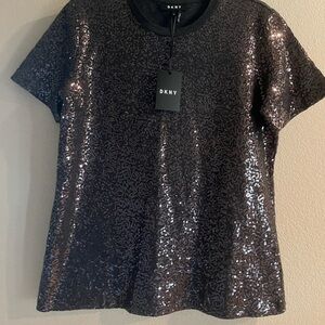 Donna Karan Black Sequin Tank Top